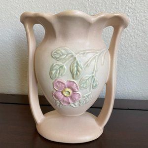Vintage Hull Dogwood Wild /Rose Suspended Vase Peach